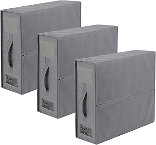 3 Pack Bed Sheet Organizers and Storage,Fabric Foldable Sheet Organizer, Zipper Bedding Sheet Storage Box, Linen Closet Organizer for Bedsheet Set,Clothing,Duvet Covers,Pillowcases(Queen/King Size)