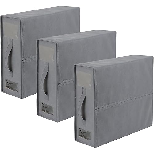 3 Pack Bed Sheet Organizers and Storage,Fabric Foldable Sheet Organizer, Zipper Bedding Sheet Storage Box, Linen Closet Organizer for Bedsheet Set,Clothing,Duvet Covers,Pillowcases(Queen/King Size)