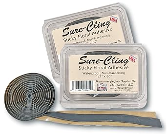 CML Supply Sure-Cling Floral Adhesive Putty, Waterproof, Non-Hardening 5-ft roll 2 Pack Made in USA, Gray, T155-CMLGY-5