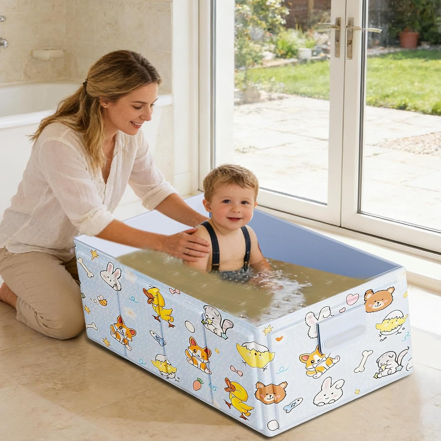 Portable Foldable BathsTub, 84x43x34cm PVC Leakproof Travel Bathtub with Stable Structure for Bathing, Soaking, Washing, Home, Bathroom Use