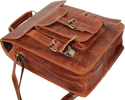 Miniatura 4 de jaald Leather Messenger Bag Laptop Case Office Briefcase Gift For Men Computer Distressed Shoulder Bag