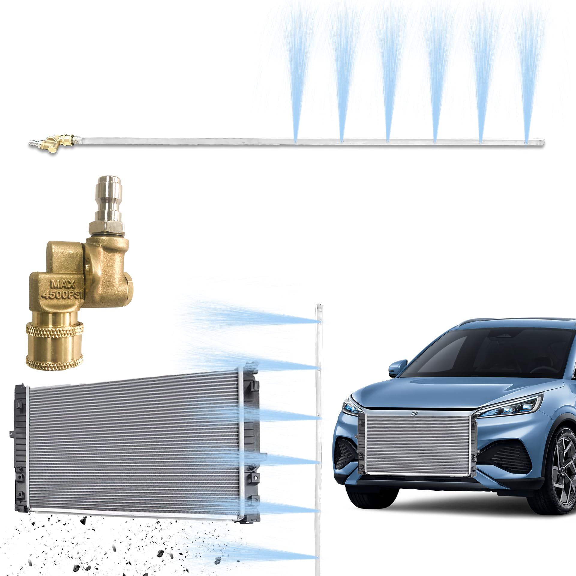 NIFUAL Car Radiator Cleaning Wand,Radiator Cleaner Wand,Radiator Flush And Cleaner Tool,Home Car Truck Power Washer Wand,Pressure Washer Jetter Nozzle Flat Wand Fit Over 2000PSI Pressure Washer