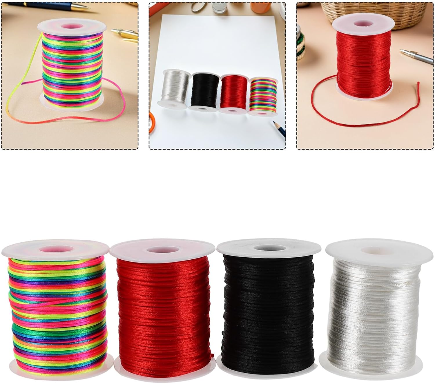 Waxed Jewelry Craft Thread for Beading Projects, 4 Rolls Polyester