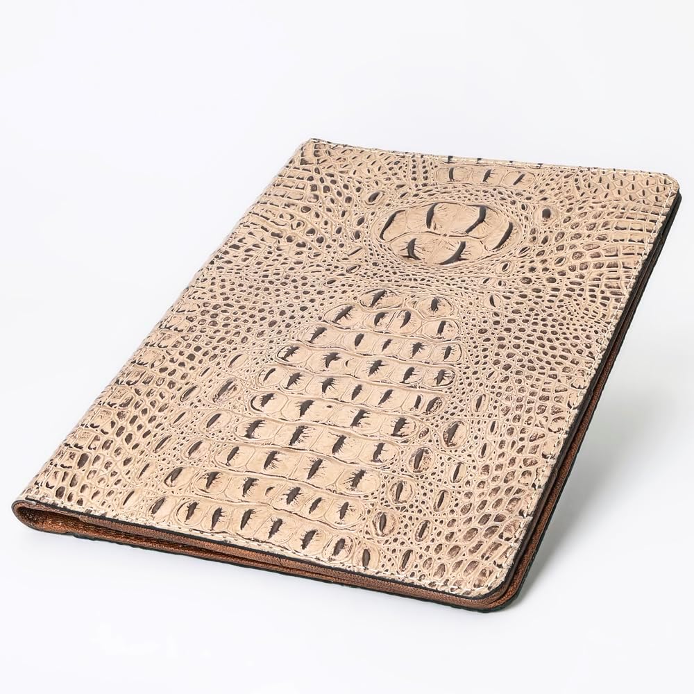 American Darling Crocodile Embossed Leather Portfolio – Genuine Leather, Western Business Organizer, Handmade in Texas