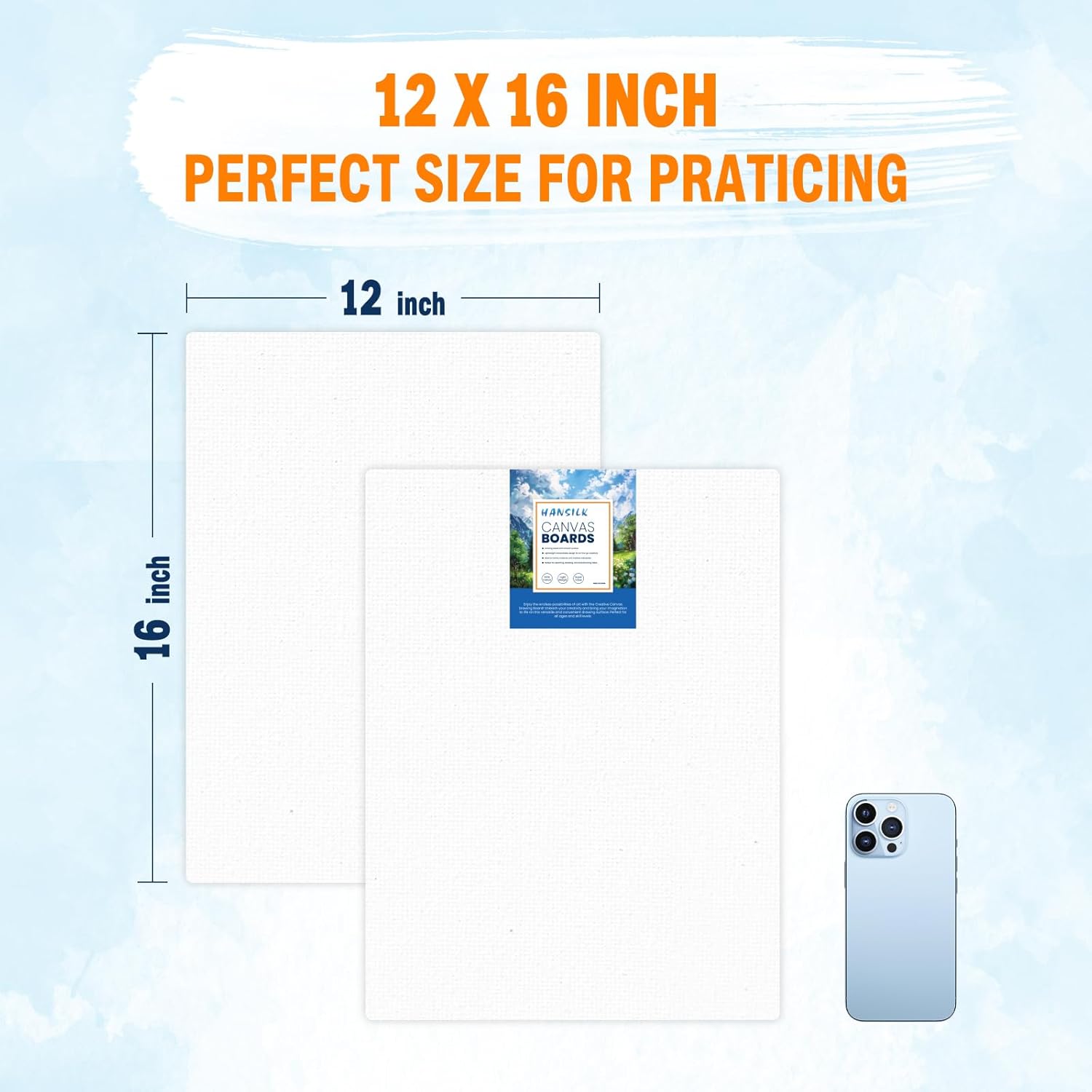 12x16 Canvas for Painting - Artist-Grade Blank Canvases Boards & Panels, Premium White Flat Canvas Bundle forAdults （6pack）