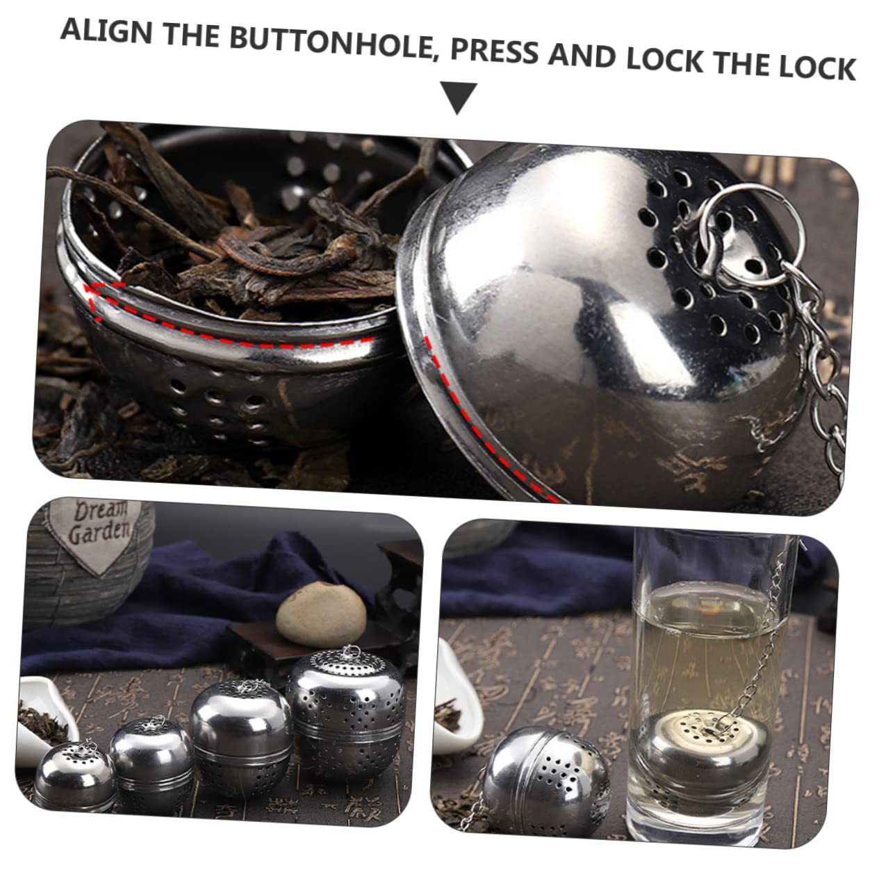 HAKIDZEL 4pcs Stainless Steel Mesh Tea Strainer Ball for Cooking Ball Tea Filter Mesh Strainer