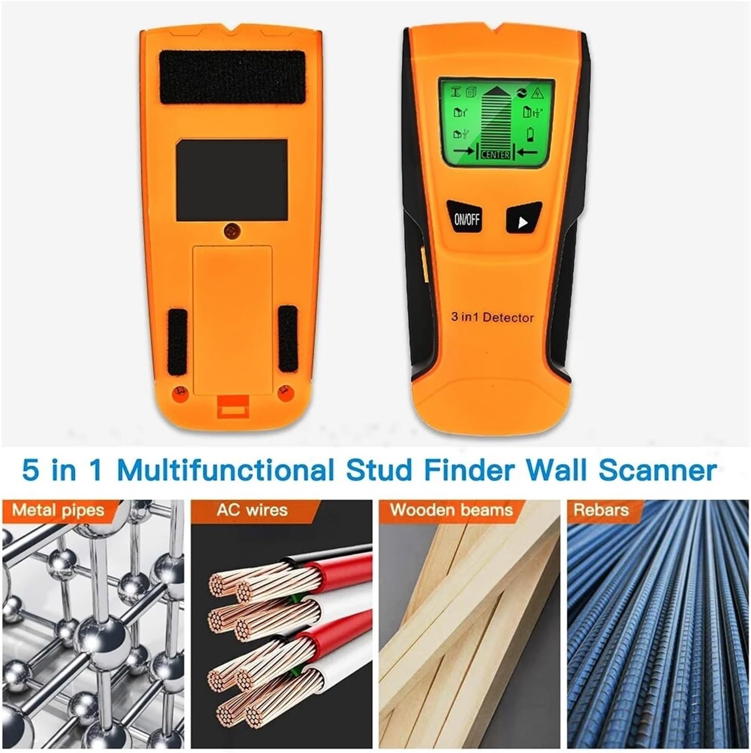 stud finder, Stud Finder Wall Scanner Wall Scanner Pipe Finder Pipe Wire Detector Live Wire Gadgets Detect Wall Electric Box Finder Digital 3 in 1 Sensor Wall Scanner, Orange
