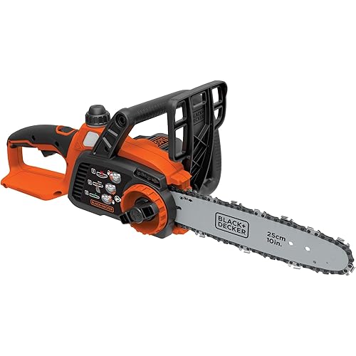 BLACK+DECKER 20V MAX Chain Saw Cordless Chainsaw, 10-Inch Battery Chainsaw, Tool Only, for Wood Cutting and Tree Pruning, Includes Guide Bar Scabbard (LCS1020B)