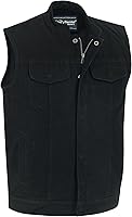 Vista 1 de Daniel Smart Men Denim Vest Scoop Collar Motorcycle Vest for Men with Inside Carry Pockets & Hidden Zipper