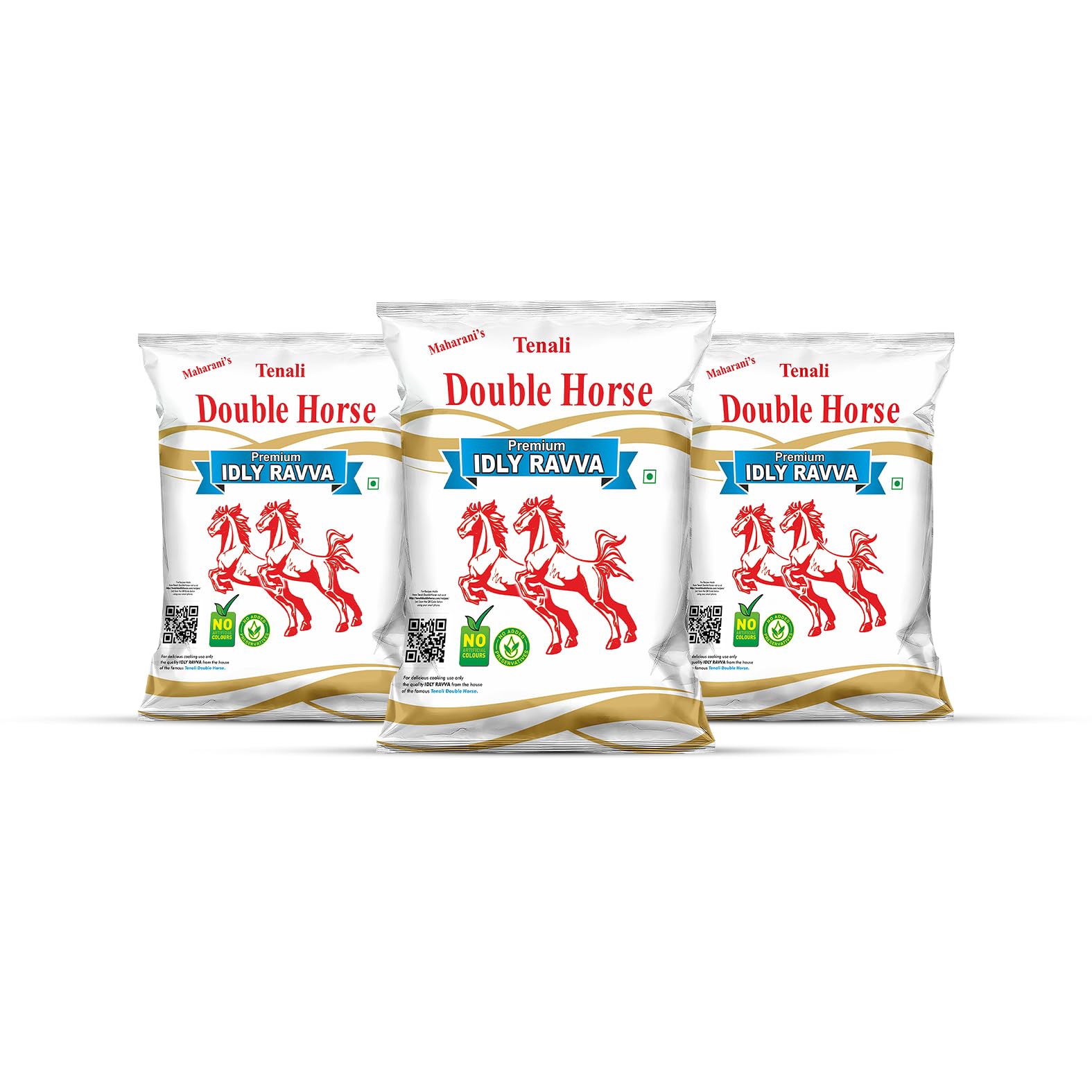 Tenali Double Horse Idly Ravva -Idli Rava for Soft and Fluffy Idlis -1kg Pack of 3