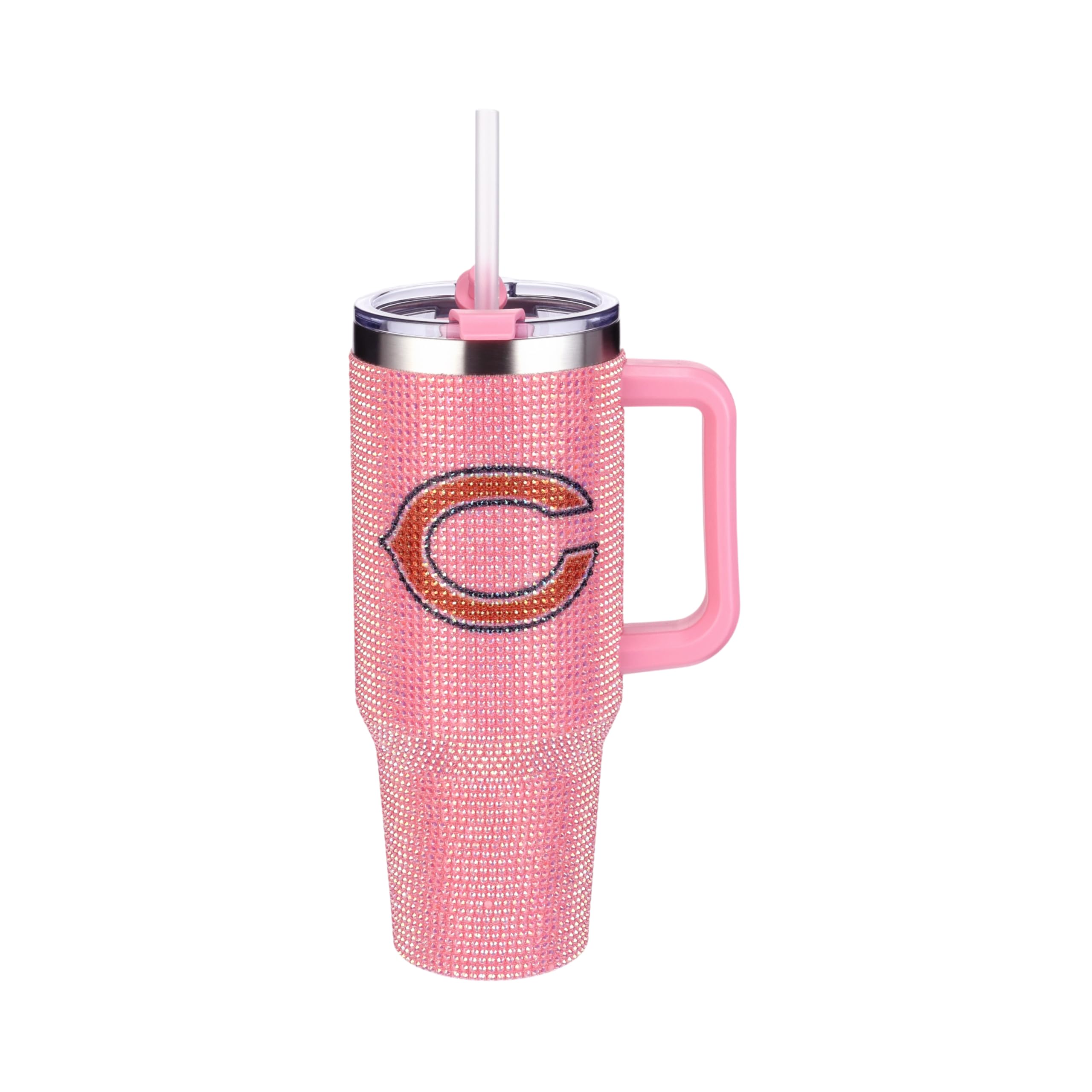 The Memory Company Officially Licensed 40oz Pink Bling Game Day Tumbler, Chicago Bears