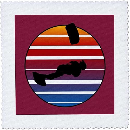 3dRose Lets Fly A Kite Black Silhouette Kitesurf Retro Vector Art - Quilt Squares (qs_353300_7)