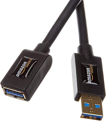 Amazon Basics USB-A 3.0 Extension Cable, 4.8Gbps High-Speed, Male to Female Gold-Plated Connectors, 3.3 Foot, Black