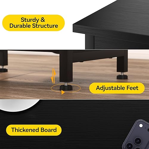 Miniatura 6 de Juego de 2 mesas auxiliares con estación de carga y puerto USB, mesa auxiliar pequeña, mesita de noche para sala de estar, dormitorio, oficina,