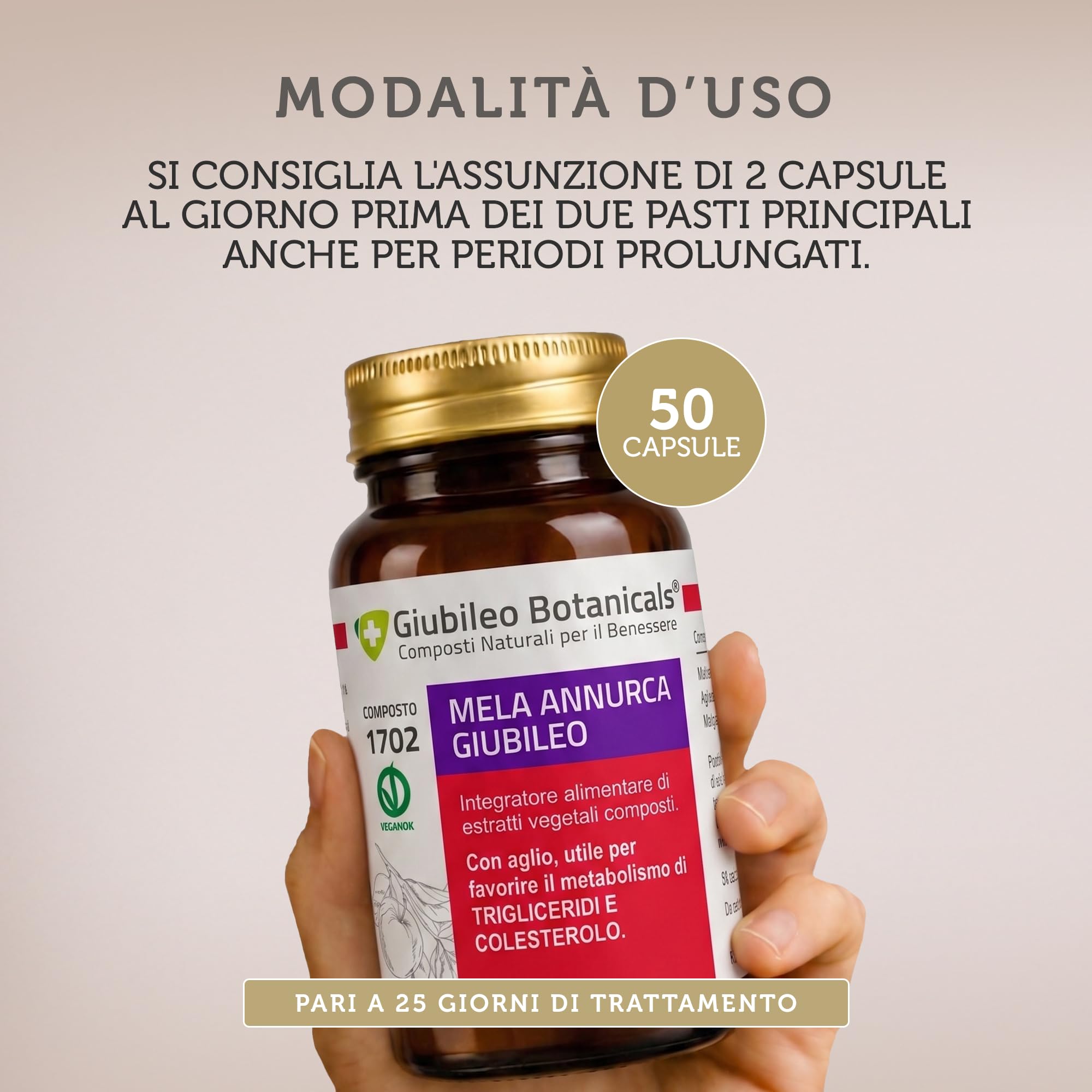 Integratore 100% naturale con MELA ANNURCA Aglio e Melograno - BENESSERE CARDIOVASCOLARE - 50 Capsule