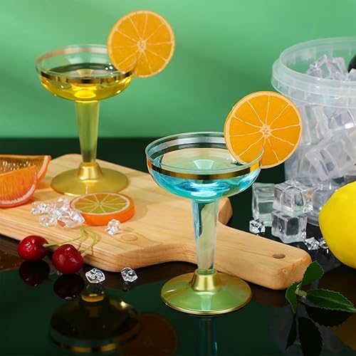 Miniatura 7 de Mumufy 100 vasos de plástico para champán de 4.5 onzas, vasos de cóctel transparentes de Martini, desechables, copas de champán irrompibles con
