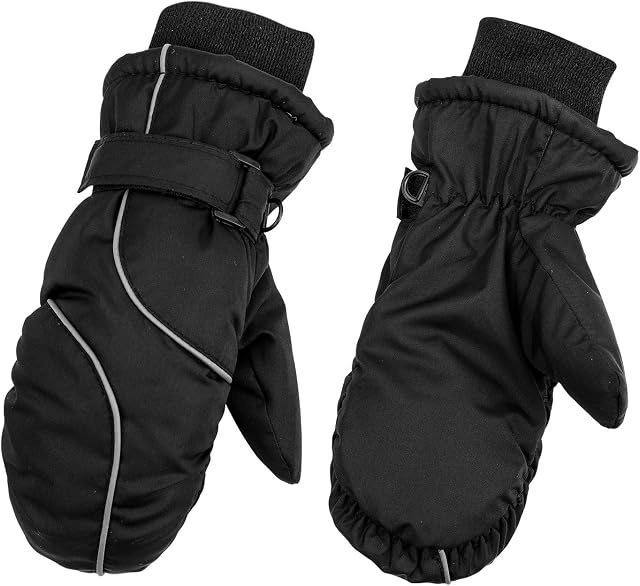 Kids Ski Mittens Waterproof Snow Gloves Child Winter Thermal Snowboard Mittens Warm Fleece Lined Gloves for Outdoor Skiing Snowboarding Toddler Girls Boys Age 3-8 Years Old