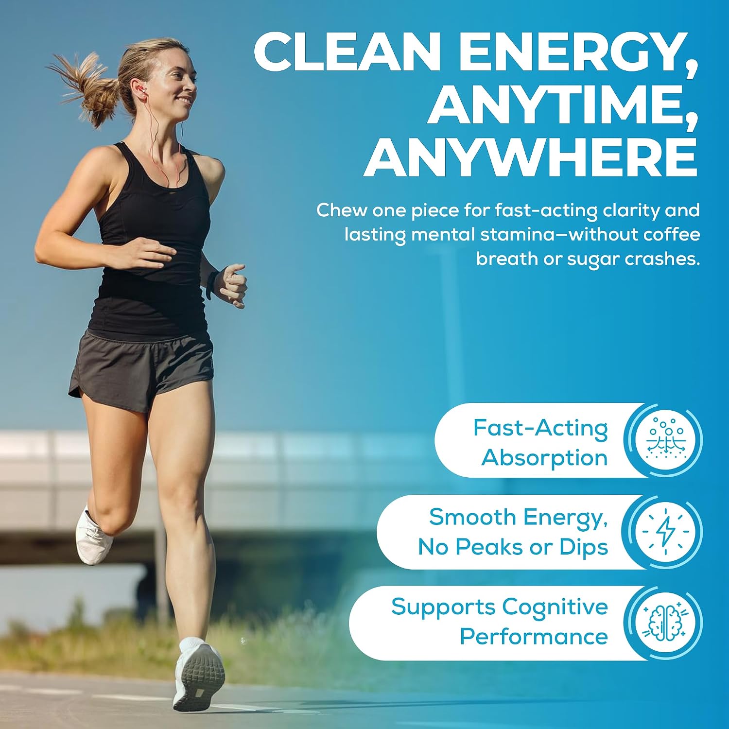UPLIFE Energy and Focus Gum 10 Pcs – Made in USA - 40mg Nootropic Natural Caffeine + 80mg L-Theanine + Niacin Vitamin B3 & B12 – Sugar-Free, Vegan – Natural Coffee Alternative - Peppermint Flavor