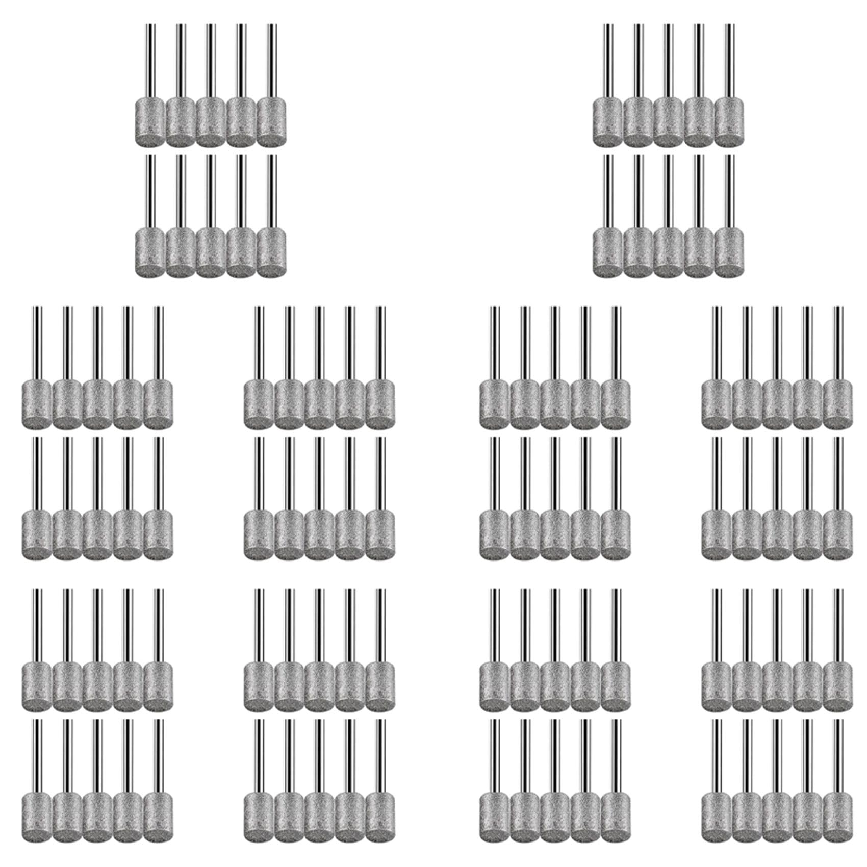 Jnchdghwa Silver 100Pc 8Mm Cylindrical Head Burr Stone Carving Grinding Set For Stone Rocks Glass Ceramics-For -Rotary