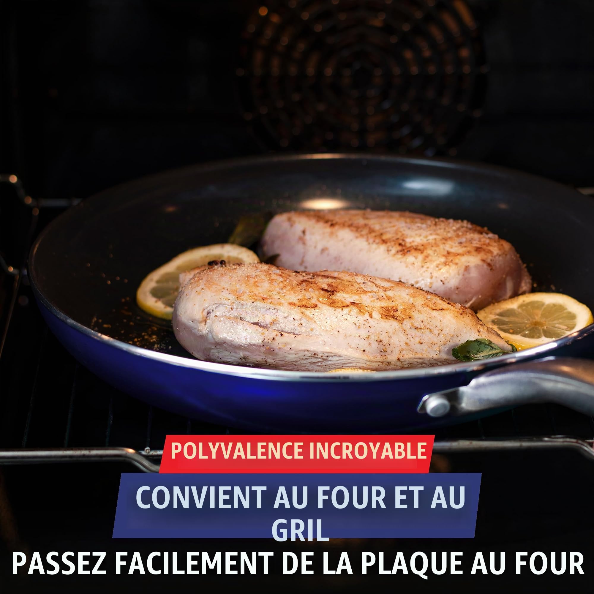 Blue Diamond Batterie de Cuisine Antiadhésive, 14 Pièces, Bleu