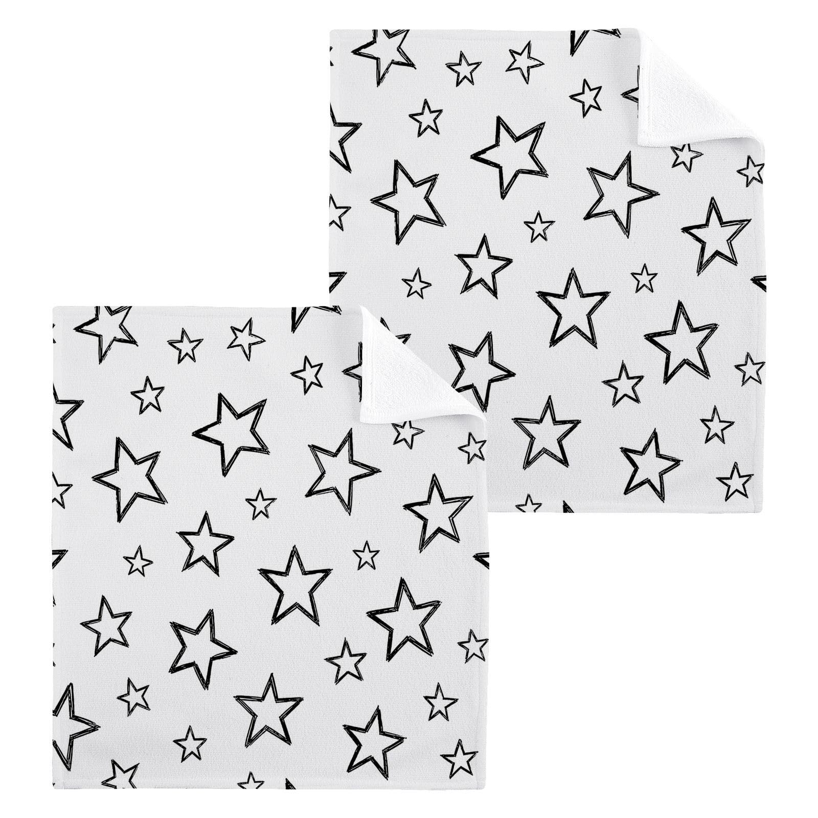 BOESI Star Outline 12x12in Cotton Washcloth,Soft Absorbent Face Towel