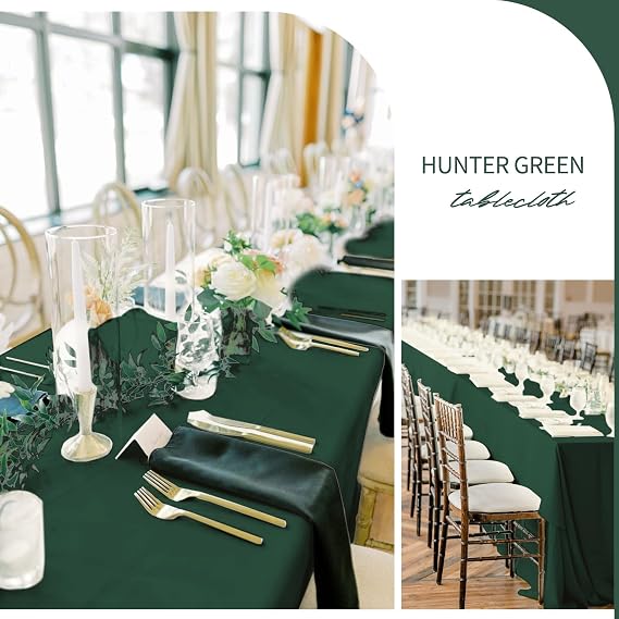 fani 10 Packs Hunter Green Tablecloth - 60 x 102 Inch for 6Ft Tables