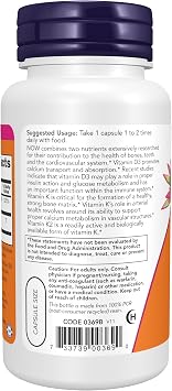 NOW Foods Vitamin D-3 & K-2-120 Veg Capsules