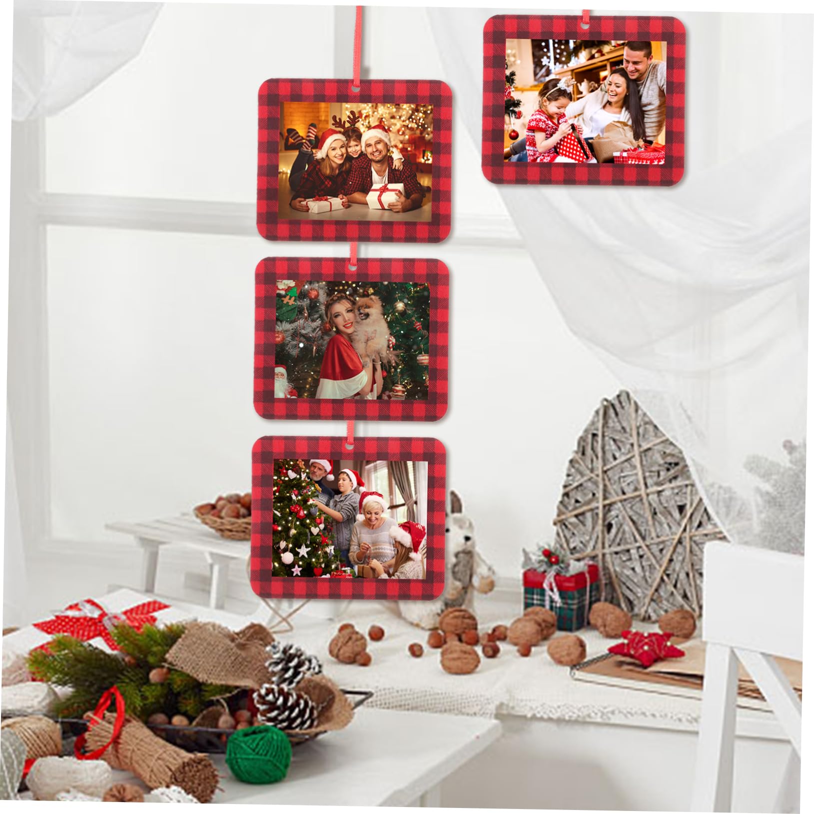 ABOOFAN 4 Juegos De Marcos De Fotos Colgantes Para Árbol De Navidad Accesorio Decorativo Para Fotos Festivas Colgante De Fieltro Resistente Para El Hogar 12 Unidades X 4