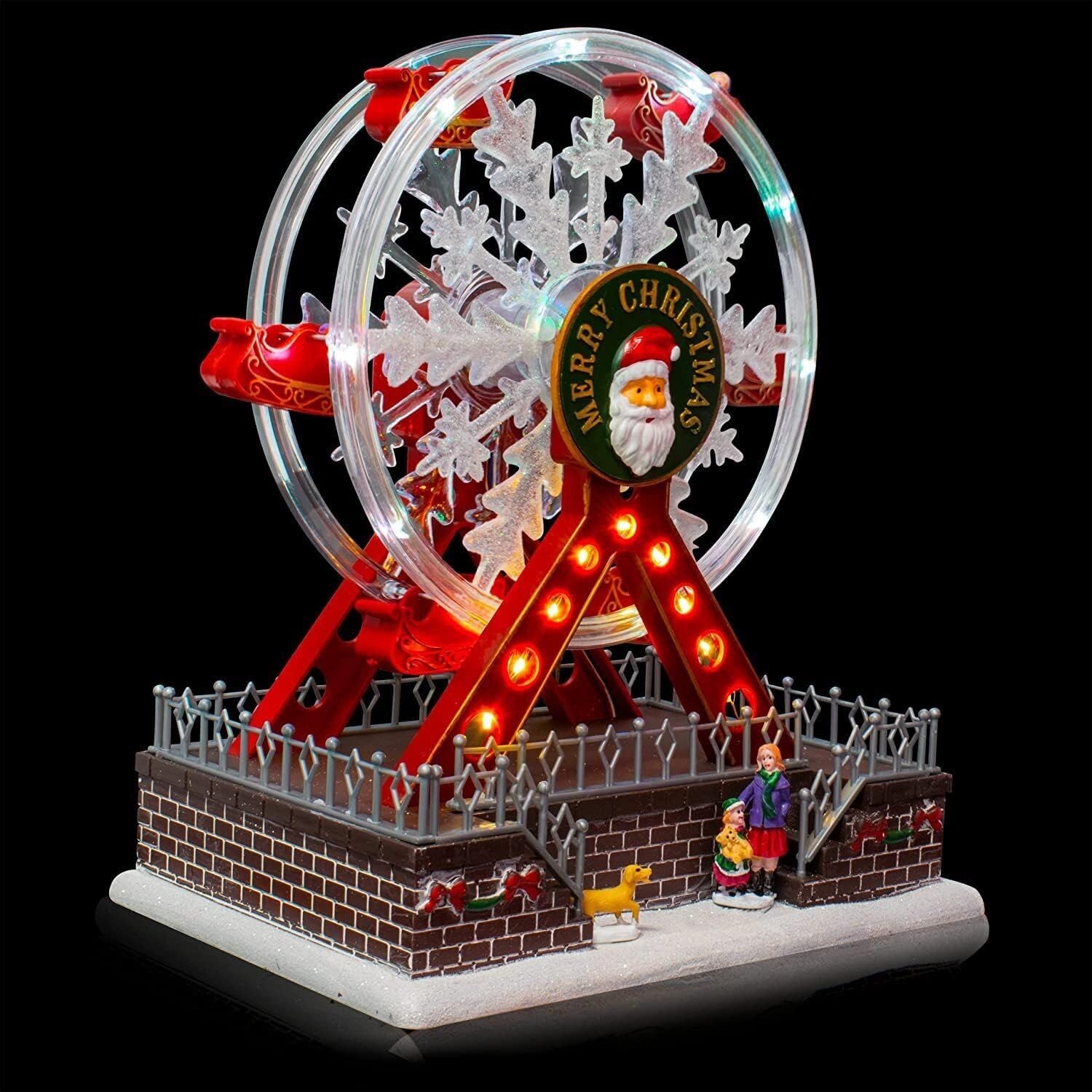 EZ Pack LARGE Festive Christmas Musical LED Ferris Wheel Santa Scene