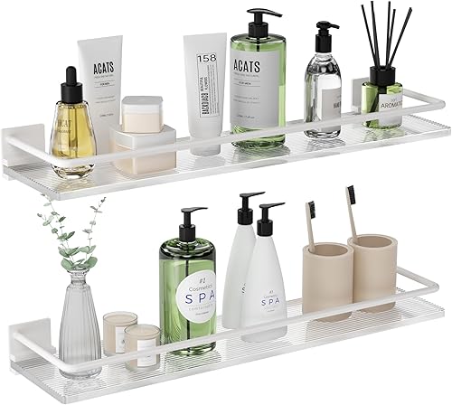 Estantes flotantes de acrílico para baño, juego de 2, estantes montados en la pared adecuados para lavabo, cocina, lavandería, granja, para
