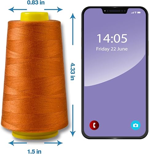 Miniatura 2 de Hilo de serger, hilo multiusos para coser, hilo de jengibre, hilo de coser de poliéster, 4 conos de 3000 yardas cada carrete para hilo de máquina de
