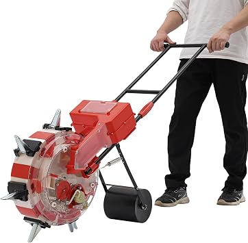 Garden Push Seeder, Hand-Push Seeder Planter with 7 Seed Nozzles, Row Planter Corn Planter Seeder for Soy Peanut Corn Cotton Soybean, 9in Spacing Precision Seeding Fertilizer Applicator