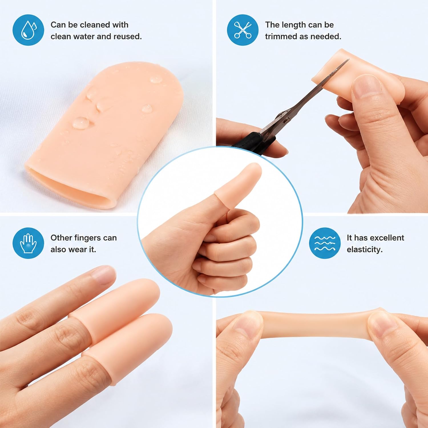 20 Silicone Finger Protectors, Used for preventing Dryness and Cracking, moisturizing Fingers, Protecting Against Finger abrasions, Injuries and Pain, Thumb Protectors