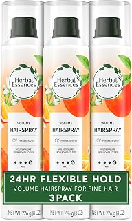 Herbal Essences Volumizing Hairspray Strong Hold, Fresh Citrus Scent, 24-Hour Volume, Pack of 3 (24 oz Total)