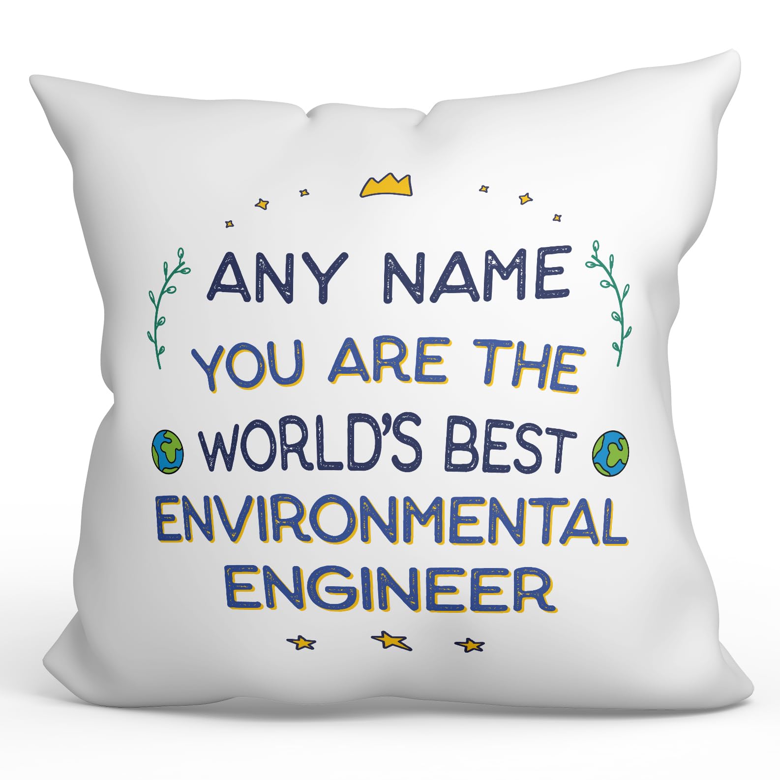 MUGFFINS Personalised Cushion for ENVIRONMENTAL ENGINEER Padding included - in English - World's Best - Funny custom gift - Pillow: cover and filling 15.7x15.7 inches — image 1