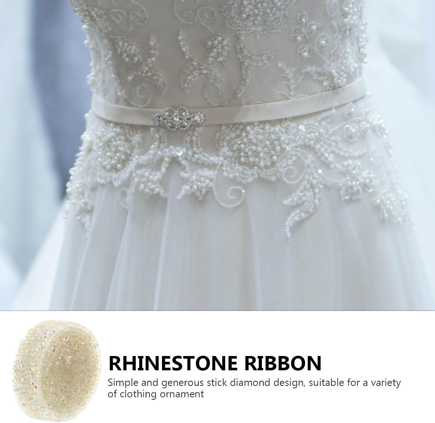 SEWACC DIY Rhinestone Ribbon 2cm White Resin Gemstone Webbing for Crafts Making, Sparkling Bling Diamond Belt Trim Suitable for Clothing Embellishment and Jewelry Accessories