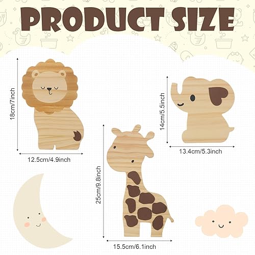 Miniatura 2 de Barydat 3 piezas de decoración de safari para guardería, decoración de guardería de animales de bosque, madera de animales de selva, decoración de