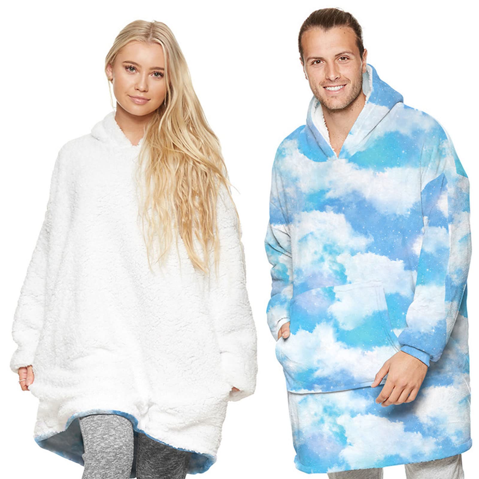 GoodtoU Felpa Coperta Oversize Con Cappuccio – Donna – Morbida Sherpa Con Tasca – Motivo Cervo Bosco