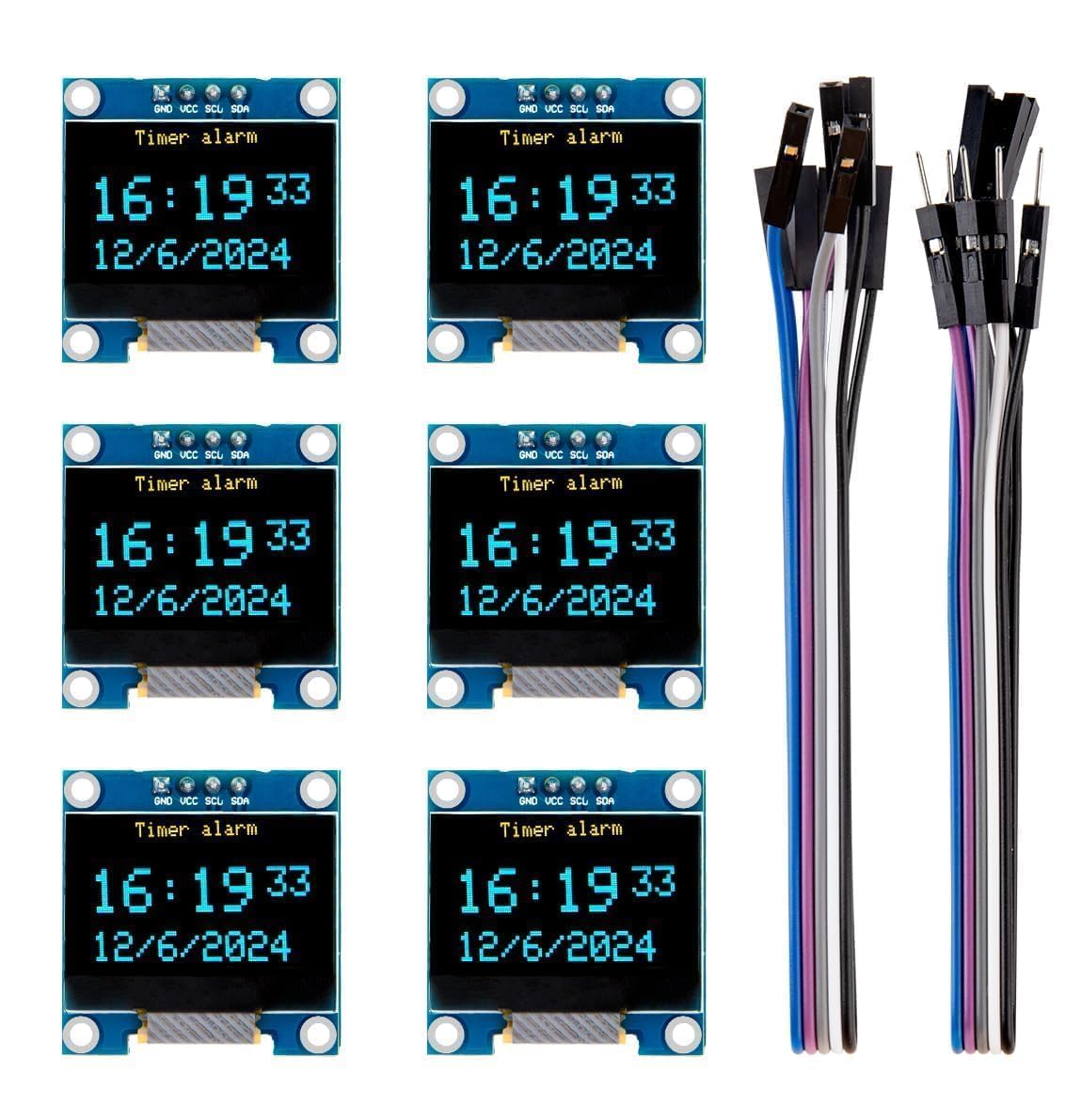 ELEGOO 6x 0,96 Pulgadas OLED Display Screen, Módulo de Pantalla de Visualización con Cable DuPont, Pantallas Compactas y Autoiluminadas Compatible con Arduino y Raspberry