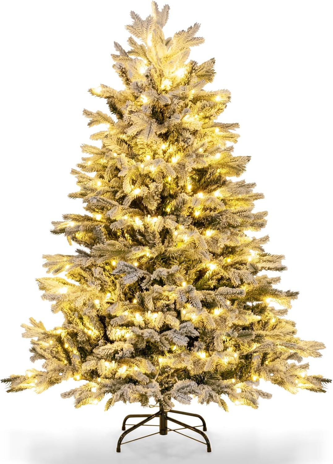 HAPPYGRILL 4.5 FT Prelit Artificial Christmas Tree, Snow