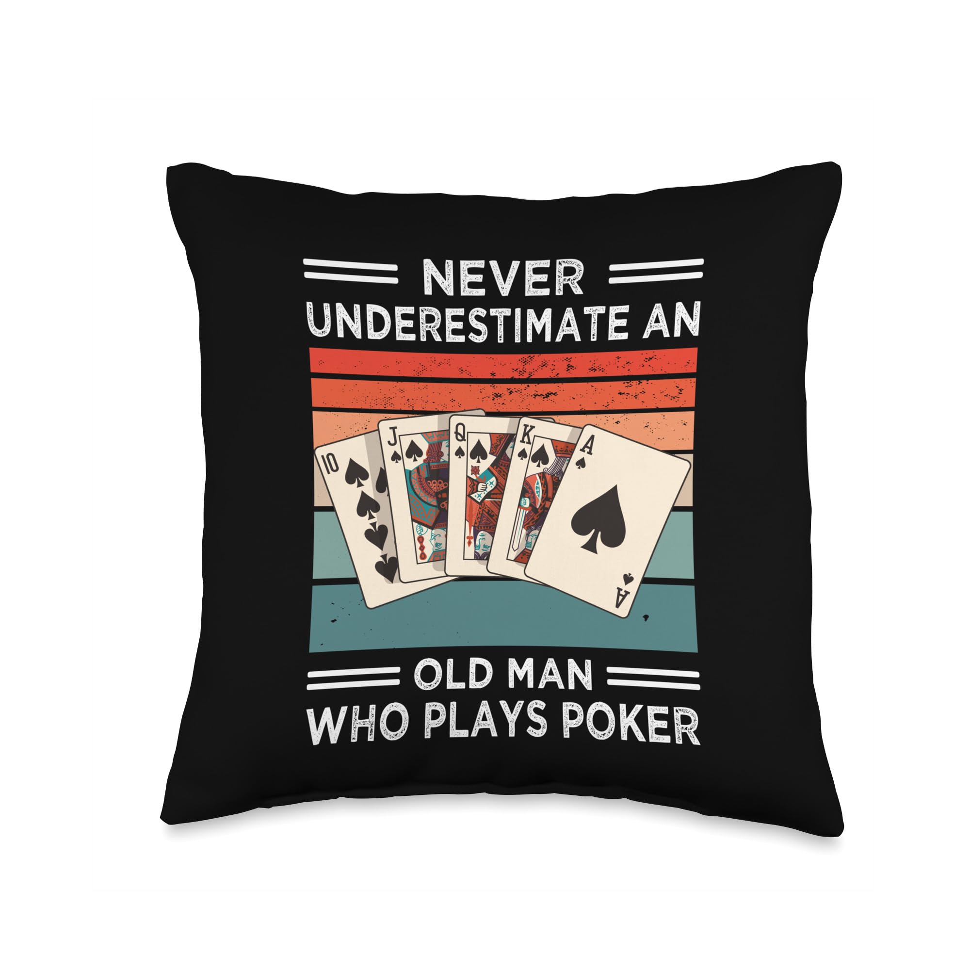Poker Player Gifts for Men Women Funny Player Graphic-Playing Poker Throw Pillow 16x16 Multicolor
