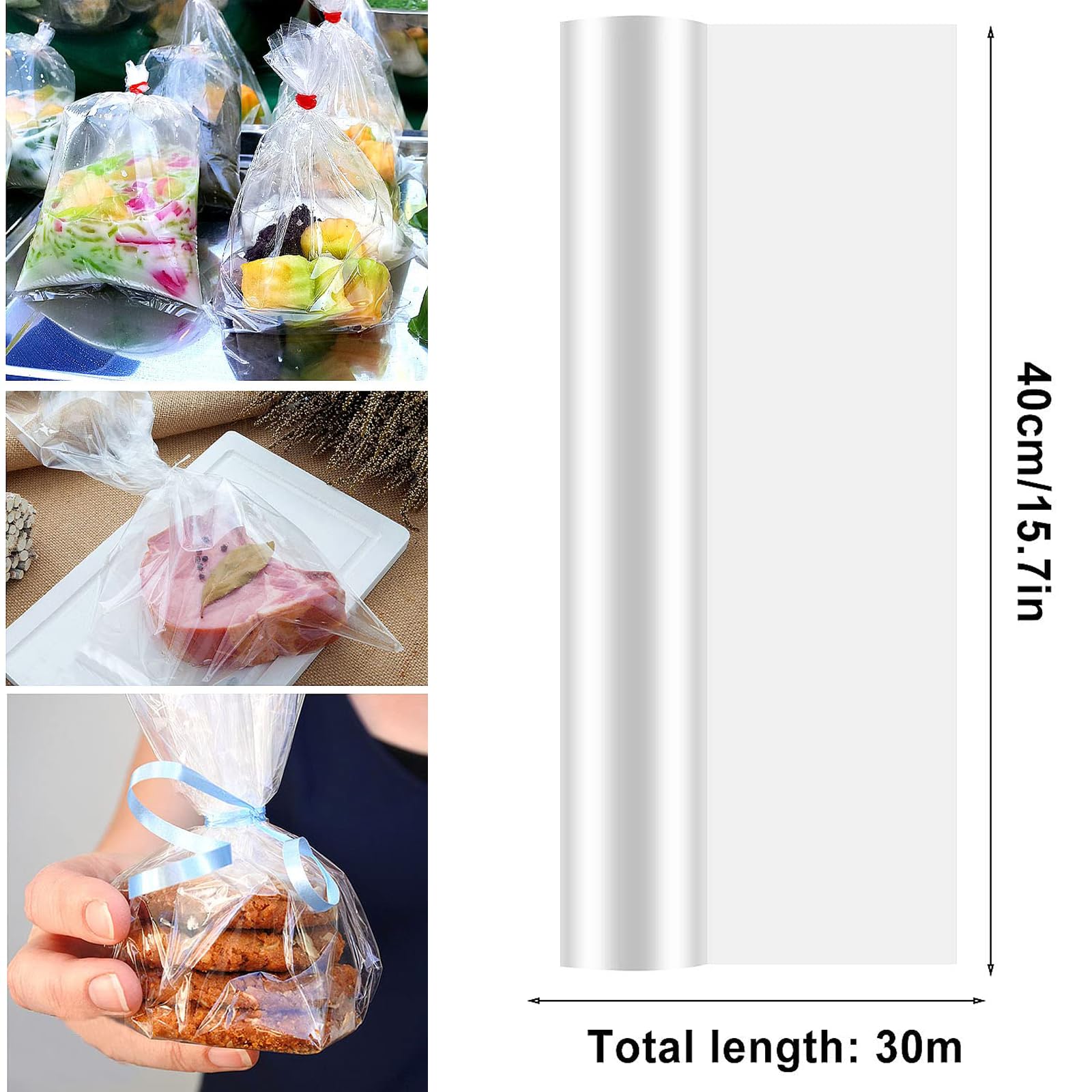 Carta Cellophane Per Regali - Rotolo 40 Cm X 30 M, Trasparente Con Stampa Pois, Per Fiori E Confezioni - Foto 9