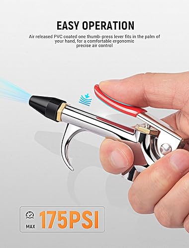 Miniatura 6 de JASTIND Kit de 4 pistolas de soplado de aire, pistola de soplado de boquilla de aire de conexión de 2 vías con punta de goma y enchufe rápido