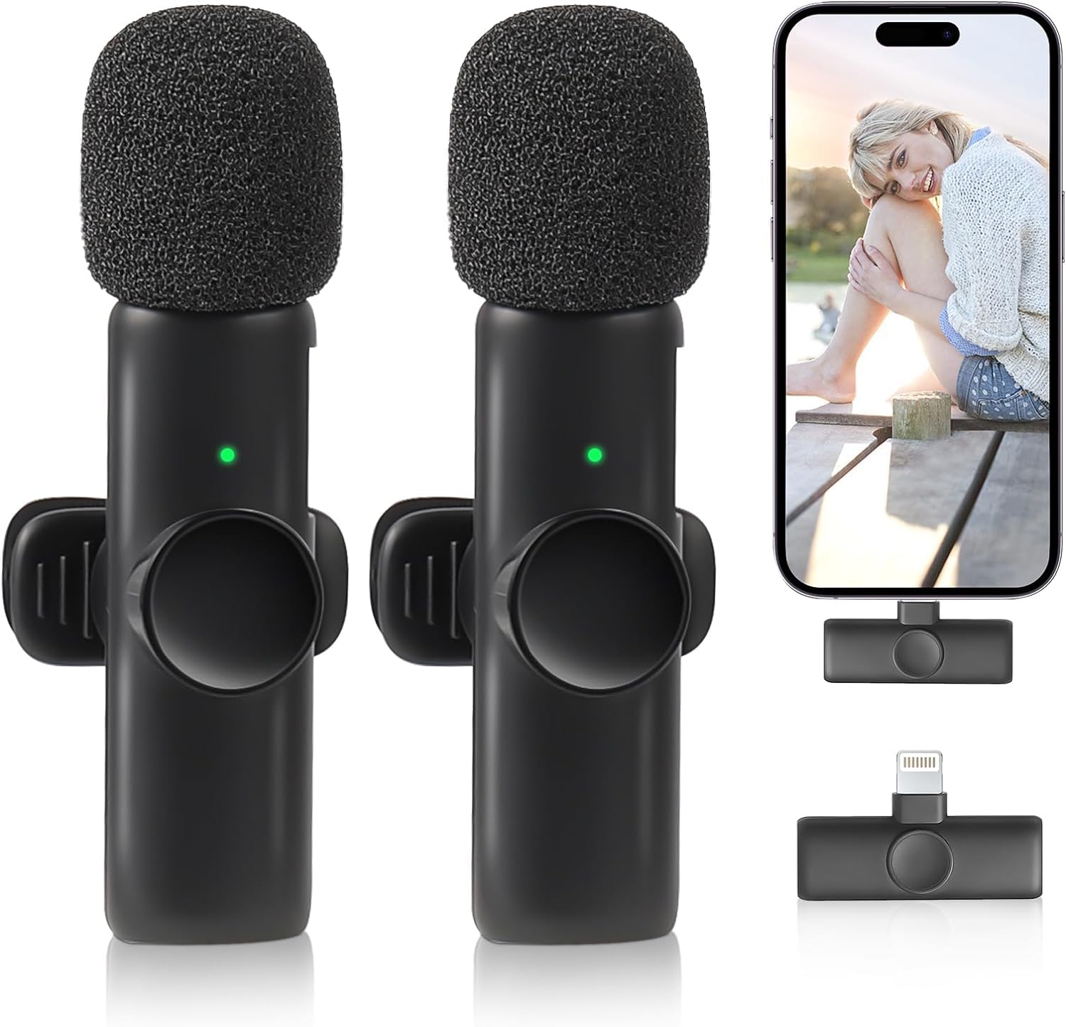 Professional Wireless Lavalier Lapel Microphone for iPhone, iPad - Cordless Omnidirectional Condenser Recording Mic for Interview Video Podcast Vlog YouTube - (Lightning Port)