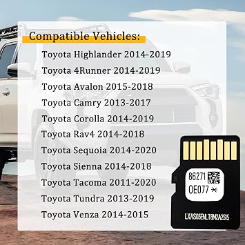 Latest 2025 Maps Updated 86271 0E077 Navigation SD Card Compatible with Toyota Highlander 4Runner Corolla RAV4, 2025 Maps GPS SD Card Replace 86271-0E077