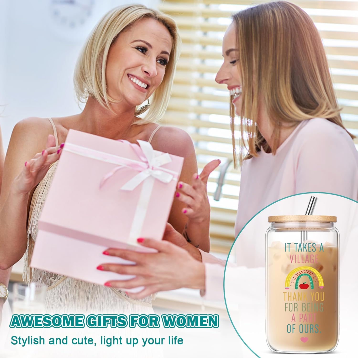 Thank You Teacher Gift - It Takes a Village Appreciation Cup Gifts for Daycare, Preschool Staff, Therapist, End of Year, Christmas, Graduation - Image 3