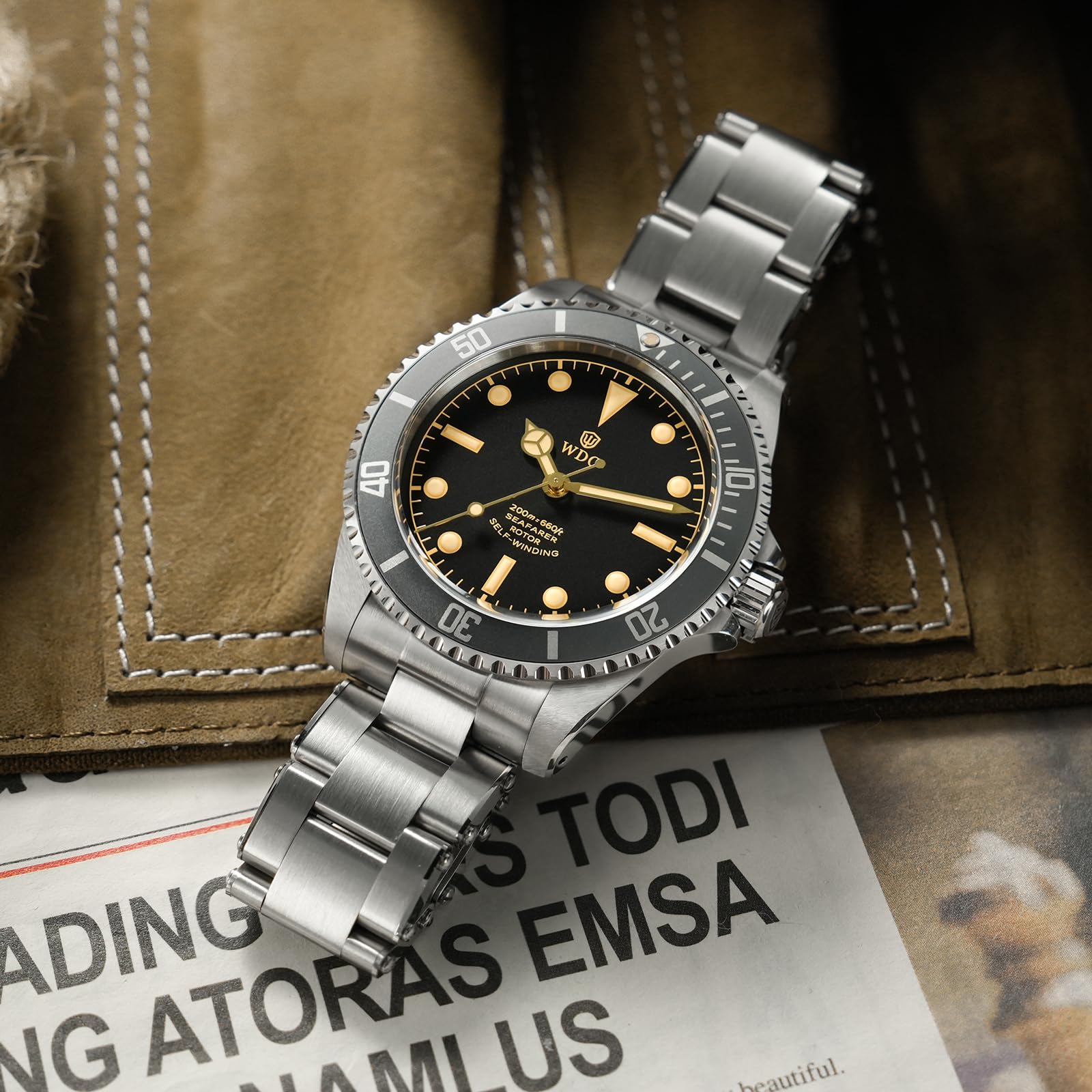 watchdives WD5513P - Orologio subacqueo da uomo, stile vintage, PT5000 PT5004, meccanico, automatico, di lusso, in vetro zaffiro bombato, 40,7 mm, impermeabile fino a 20 bar
