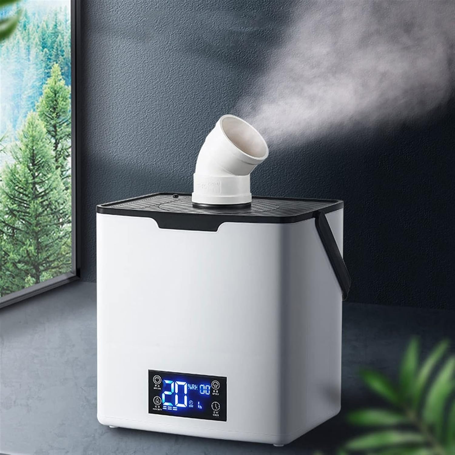 Humidifier Diffuser Commercial Humidifier 6.5L Large Supermarket Top Fill Humidifier with Built-in Humidity Sensor and Timer Setting White Essential Oil Diffuser