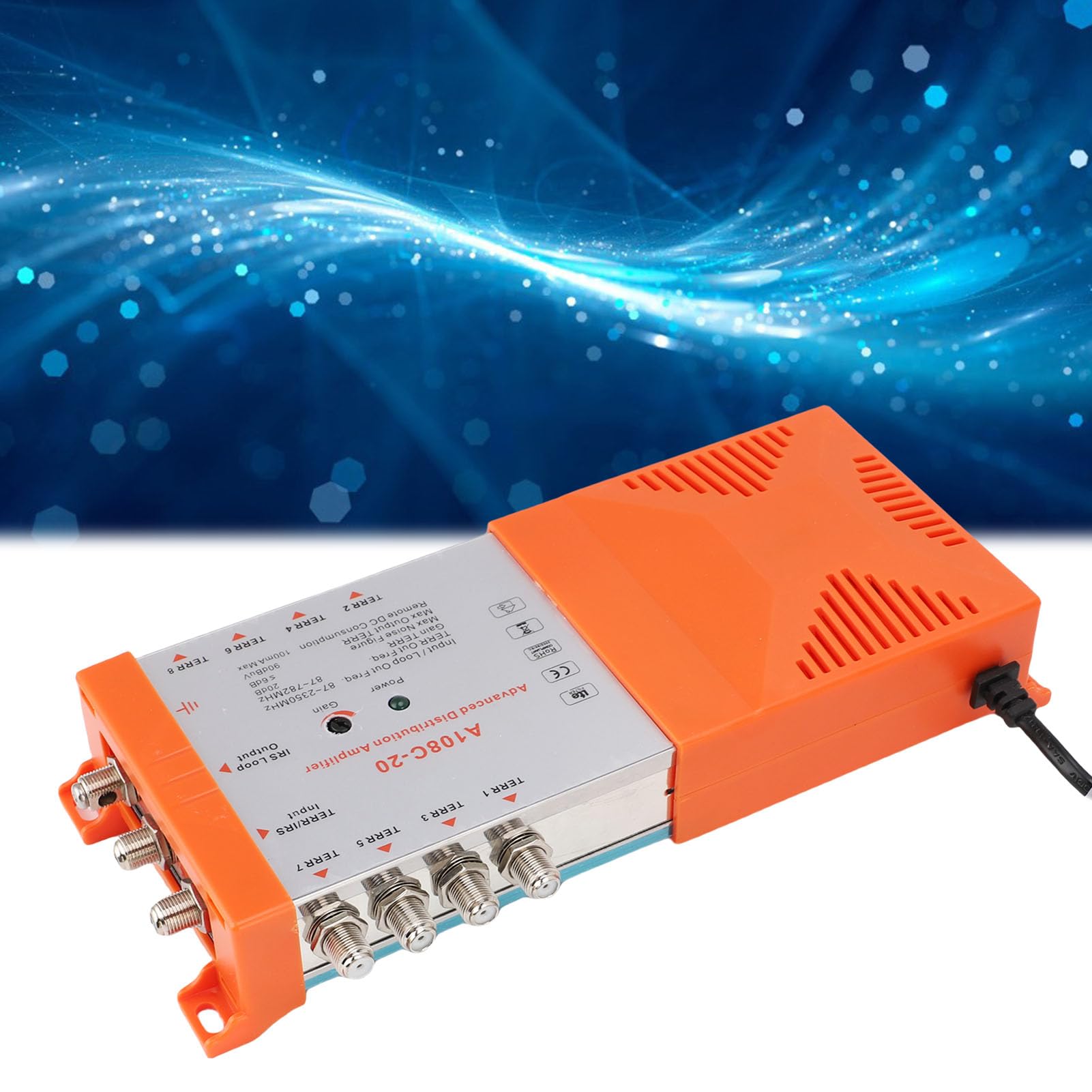 Annadue Amplificatore di Distribuzione Splitter a 8 Amplificatore TV Signal Booster Splitter Amplificatore di Antenna a più (Plug 'UE 220-240 V, 20-55 ℃, 42 ° C)
