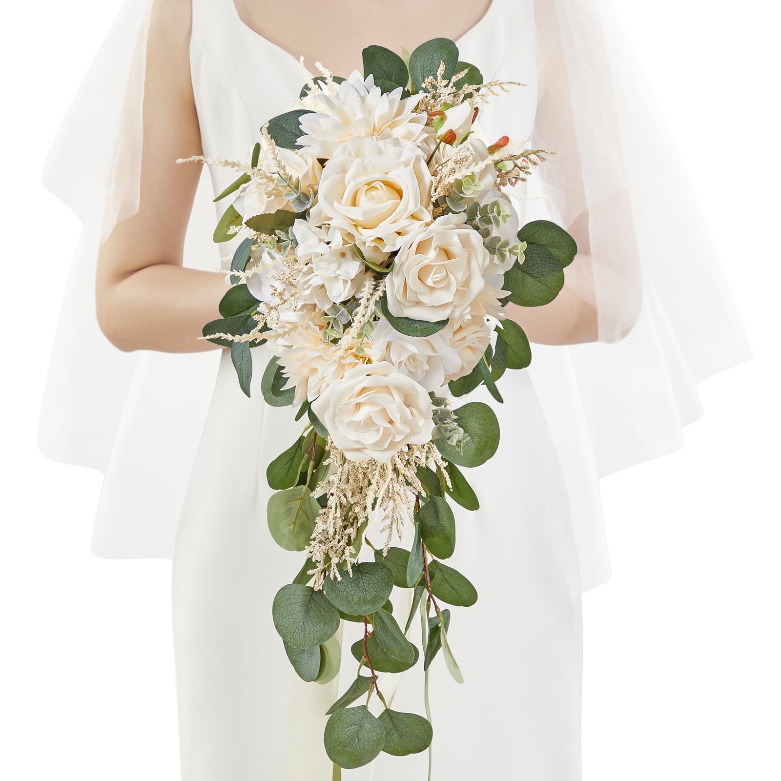 Amazon.com: Serwalin 9.8in Wedding Bouquets for Bride, Boho